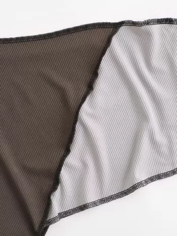 Ribbed Bicolor Topstitch One Shoulder Tank Top