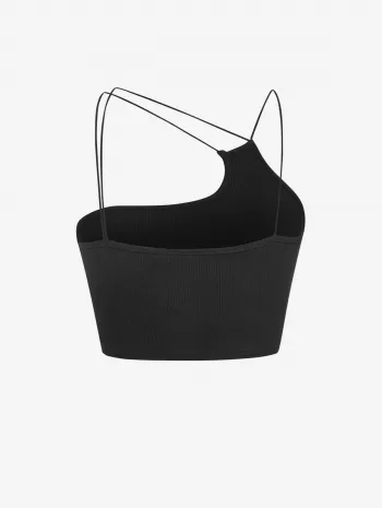 Ribbed Cutout Cutaway Shoulder Cami Top