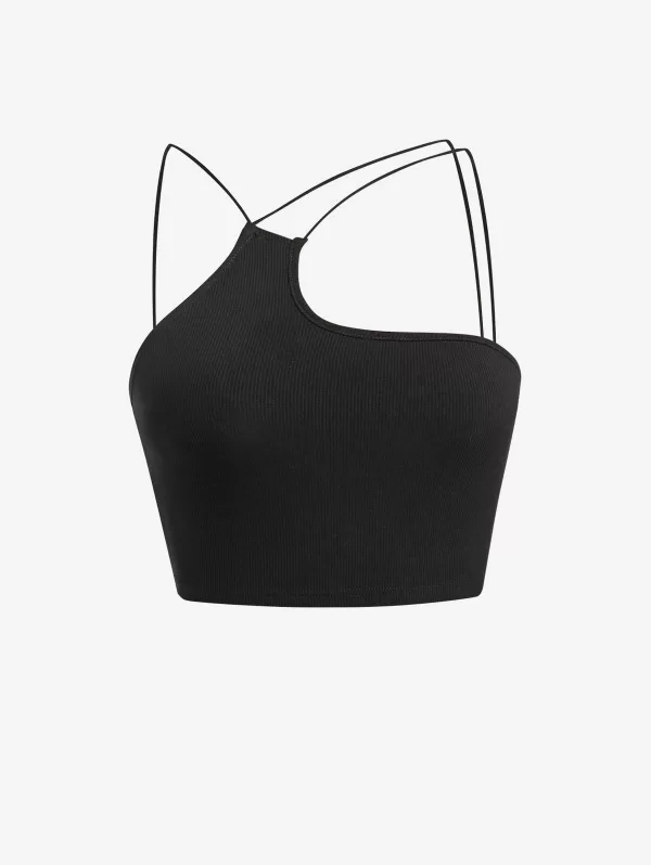 Ribbed Cutout Cutaway Shoulder Cami Top