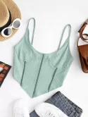 Ribbed Topstitching Bandana Hem Bralette Top
