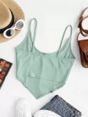 Ribbed Topstitching Bandana Hem Bralette Top
