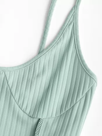 Ribbed Topstitching Bandana Hem Bralette Top
