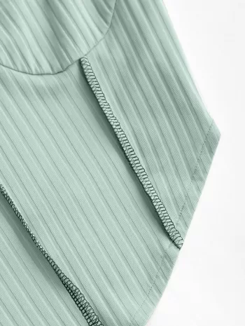 Ribbed Topstitching Bandana Hem Bralette Top