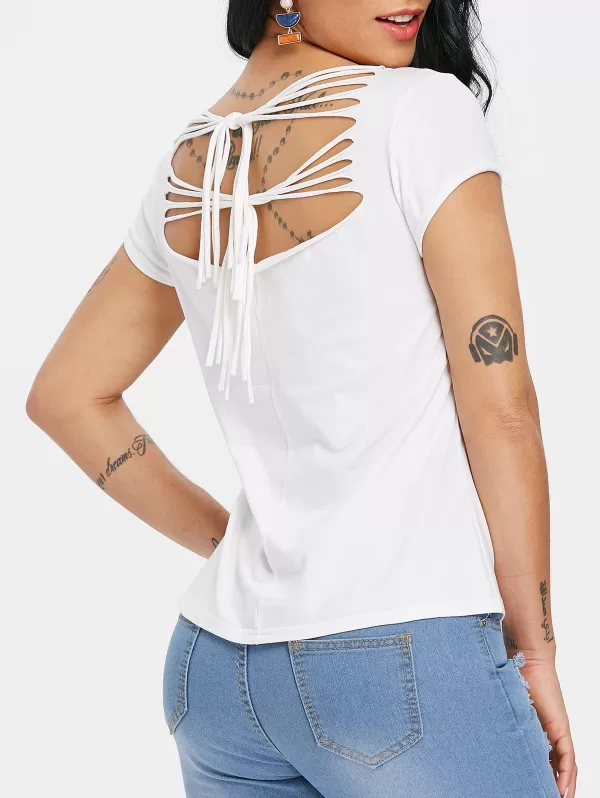 Ripped Cut Out Butterfly Print Graphic T-shirt