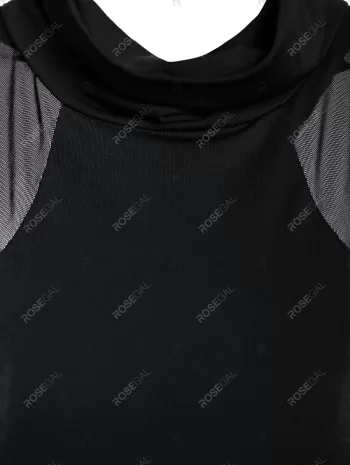 Rivet Embellished Lace-up Mesh Insert Mini Gothic Bodycon Dress