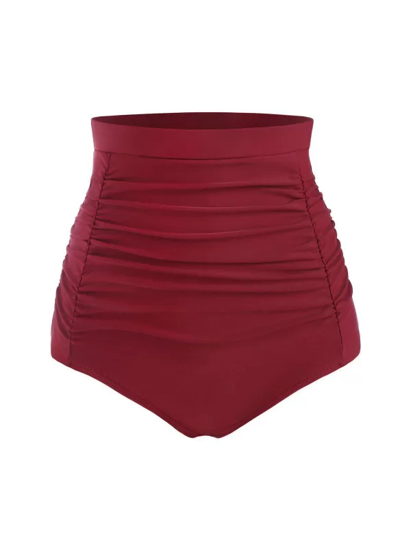 Ruched High Rise Bikini Bottom