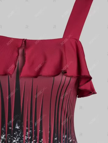 Ruffle Printed Mini Tight Dress