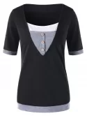 Short Sleeve Panel T-shirt With Button