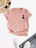 Short Sleeve Pineapple Print T Shirt
