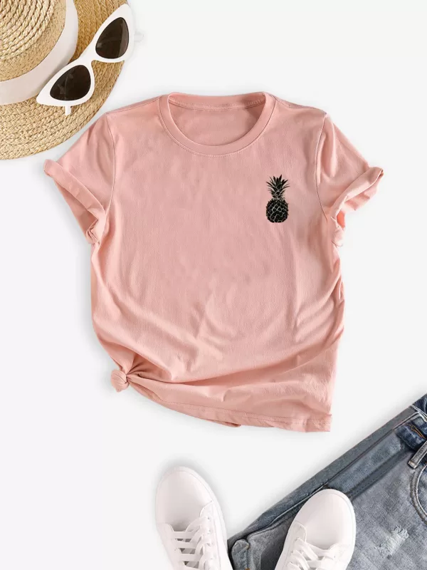 Short Sleeve Pineapple Print T Shirt