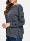 Side Split Buttoned Sweatshirt