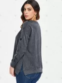 Side Split Buttoned Sweatshirt