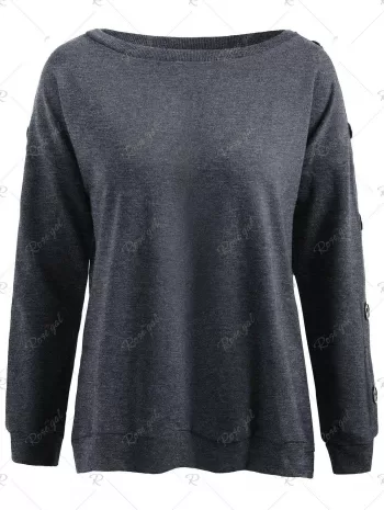 Side Split Buttoned Sweatshirt