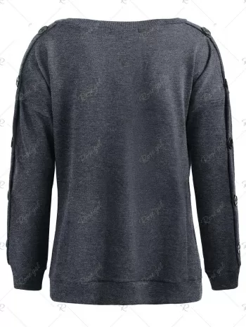 Side Split Buttoned Sweatshirt