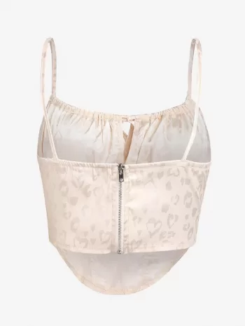 Silky Corset-style Heart Leopard Jacquard Cami Top
