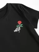 Skeleton Rose Print Tee And Shorts Set