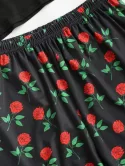 Skeleton Rose Print Tee And Shorts Set