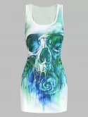 Skull And Flower Print Tank Top