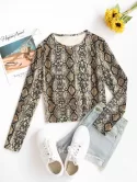 Snake Print Long Sleeve Jersey Top