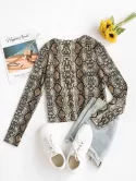 Snake Print Long Sleeve Jersey Top