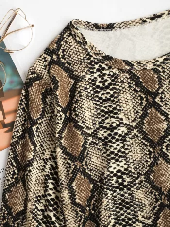 Snake Print Long Sleeve Jersey Top