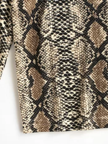 Snake Print Long Sleeve Jersey Top