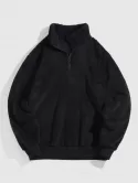 Solid Color Polar Fluffy Quarter Zip Sweatshirt