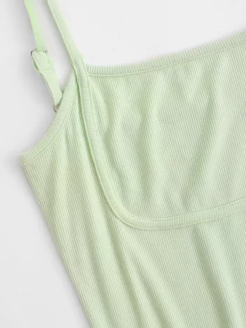 Solid Ribbed Cami Slinky Mini Dress