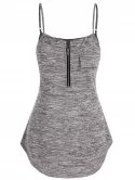 Space Dye Half Zip Cami Tank Top
