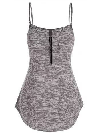 Space Dye Half Zip Cami Tank Top