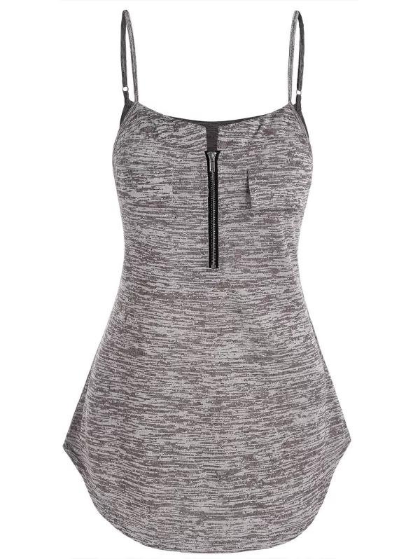 Space Dye Half Zip Cami Tank Top