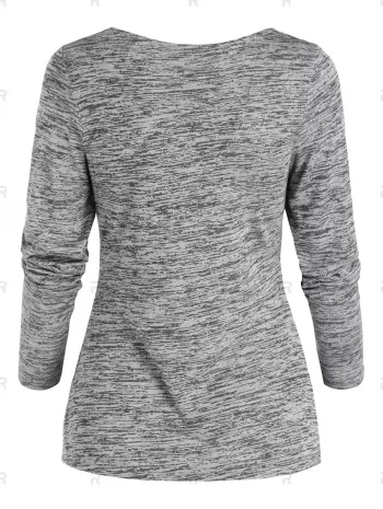 Space Dye Print Cowl Neck Mock Button Dress