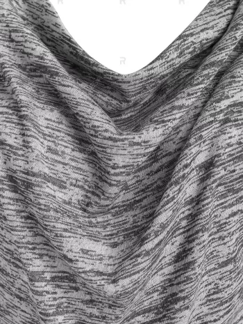 Space Dye Print Cowl Neck Mock Button Dress