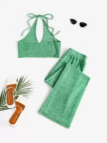 Space Dye Ring Halter Top And Pants Set