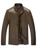 Stand Collar Zip Fly Pu Leather Jacket