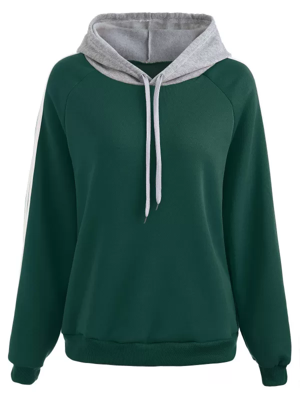 Stripe Brim Hoodie With Fleece Lining