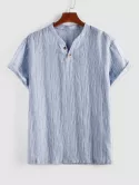 Stripe Jacquard Short Sleeve Office Shirt