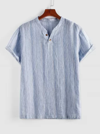 Stripe Jacquard Short Sleeve Office Shirt
