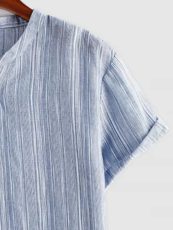 Stripe Jacquard Short Sleeve Office Shirt