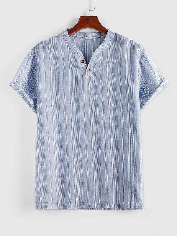 Stripe Jacquard Short Sleeve Office Shirt