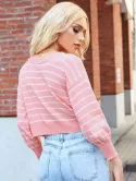 Striped Buttoned Back Knitwear