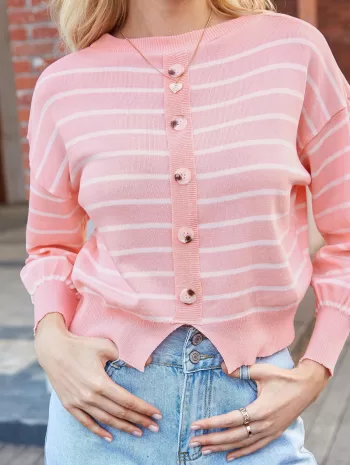 Striped Buttoned Back Knitwear