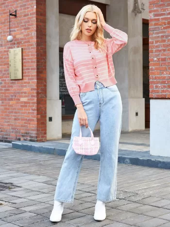 Striped Buttoned Back Knitwear