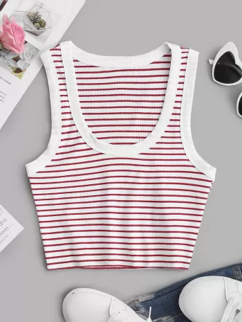 Striped Crop Ringer Tank Top