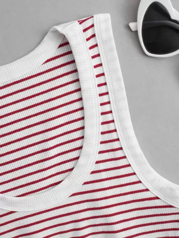 Striped Crop Ringer Tank Top