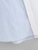 Striped Letters Half And Half Pattern Two Tone Shirt