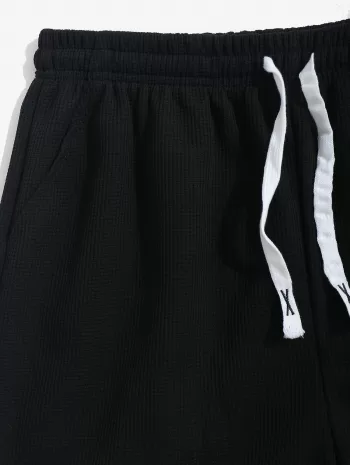 Striped Pattern T-shirt And Drawstring Shorts Set