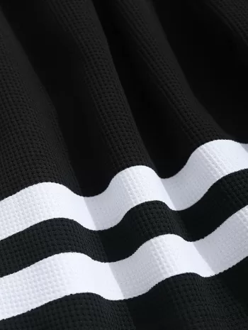 Striped Pattern T-shirt And Drawstring Shorts Set