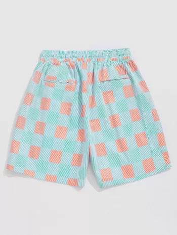 Striped Plaid Drawstring Vacation Shorts