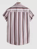 Striped Print Short Sleeve Casual Shirt